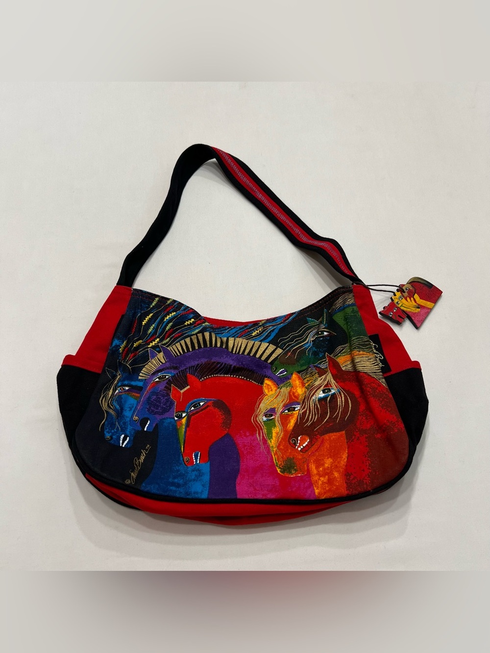 Vintage Laurel Burch Wild Horses Of Fire Hobo Shoulder Bag Colorful Whimsical